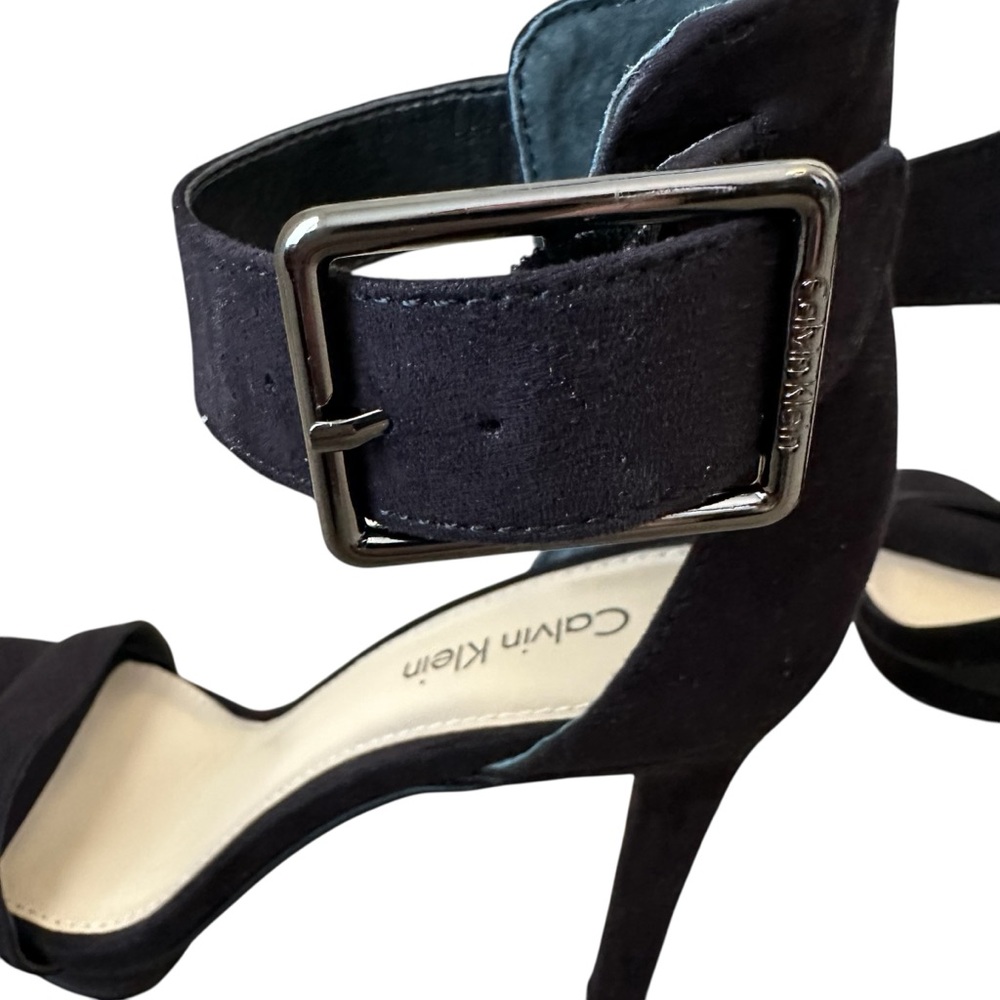 Calvin Klein Vivian Micro Suede Ankle Buckle Strappy Heels Women’s Size 5.5 - Picture 4 of 7